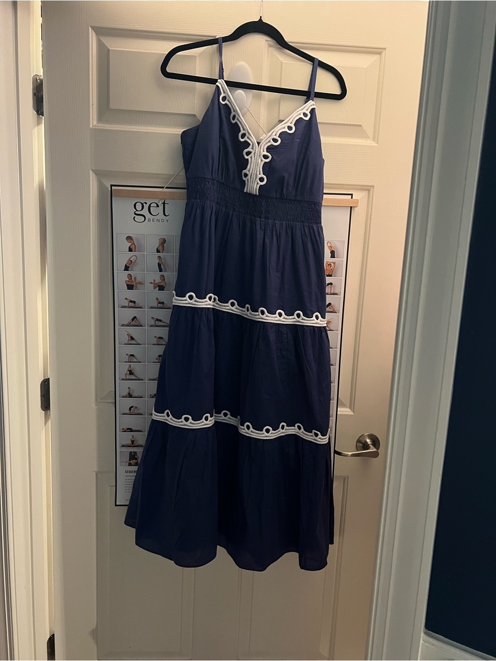 Lilly Pulitzer Navy Blue Maxi Dress with White Trim